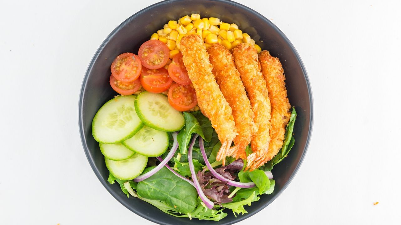 Pepper Salad with Ebi Katsu