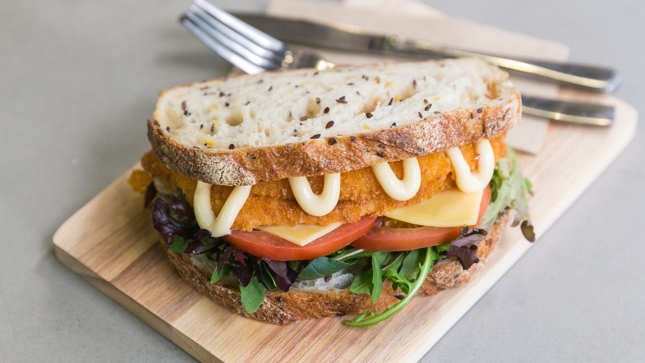 Chicken Schnitzel Sandwich (Deep Fried Chicken Snitz)