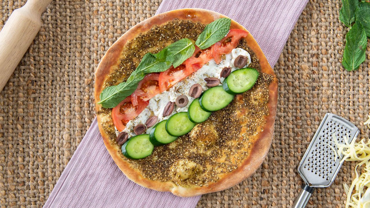 Labneh(yogurt) Pizza with Veg