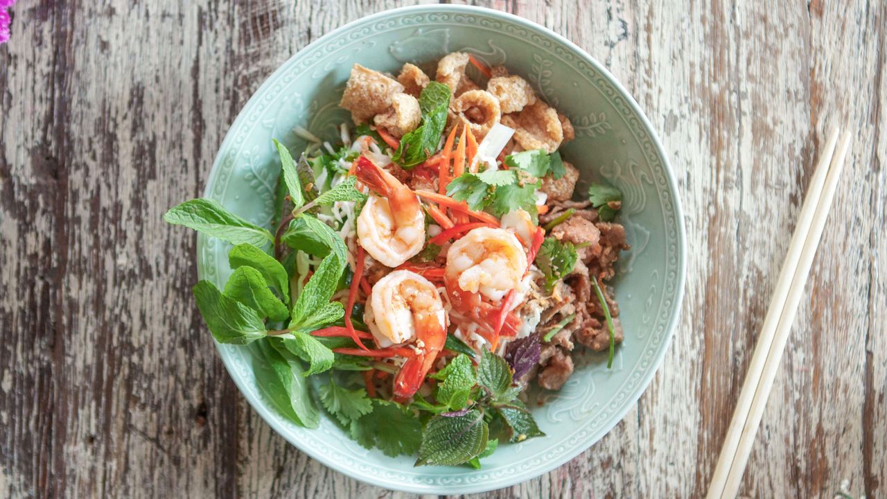 Grilled Prawns & Pork Lotus Stem Salad
