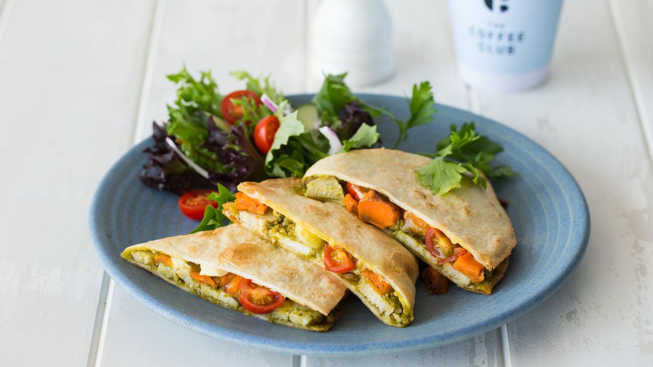 Chicken, Sweet Potato and Pesto Flat Grill