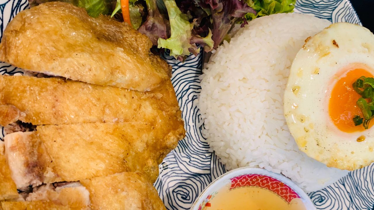 Crispy Skin Chicken and Fried Egg