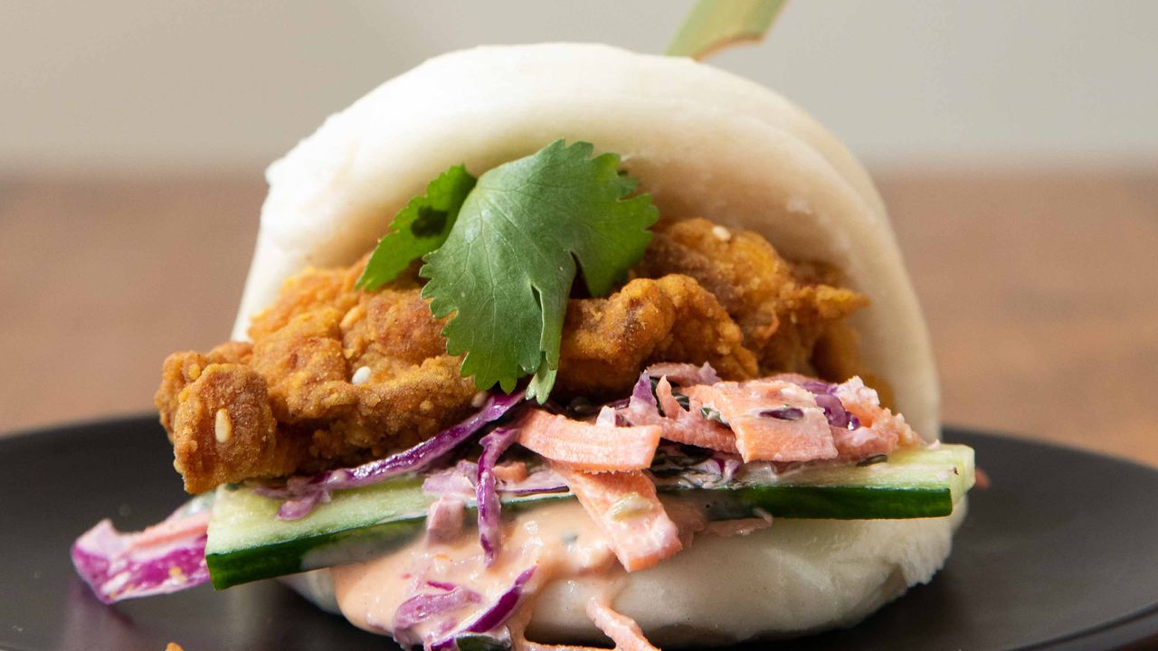 Fried Chicken and Asian Slaw Bao Bun