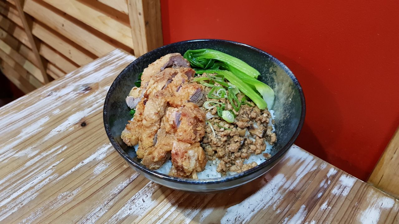 Pork Cutlet and Minced Pork Sauce on Rice