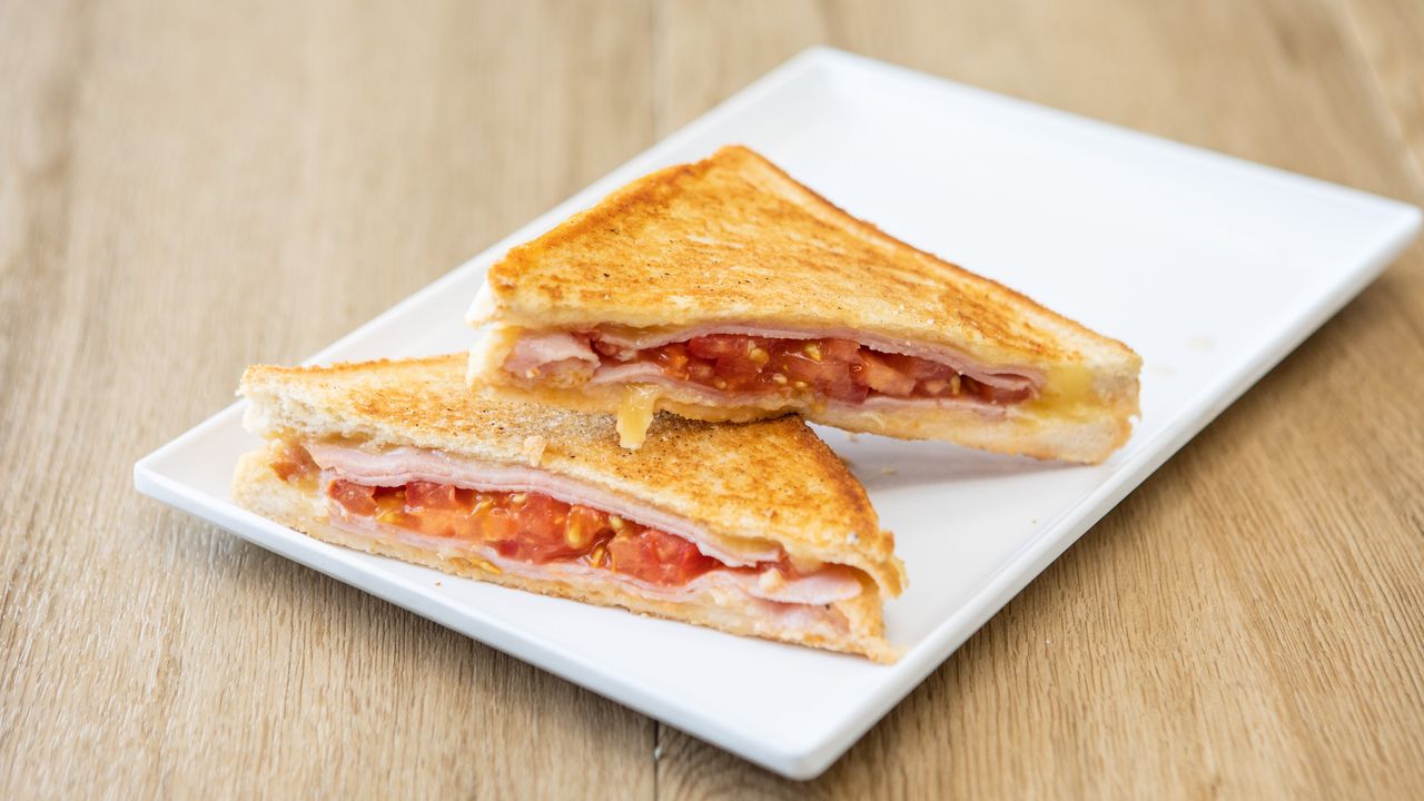 Ham, Cheese, and Tomato Toasted Sandwich