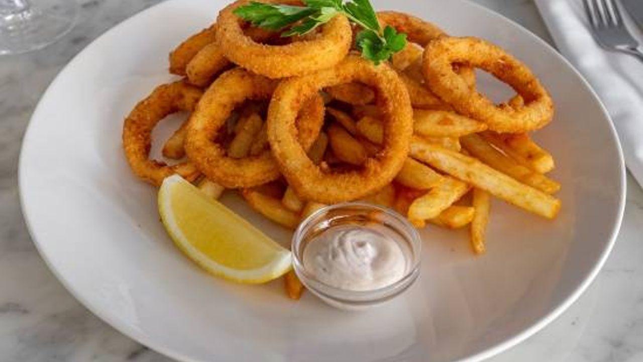 Crumbed Calamari and Chips