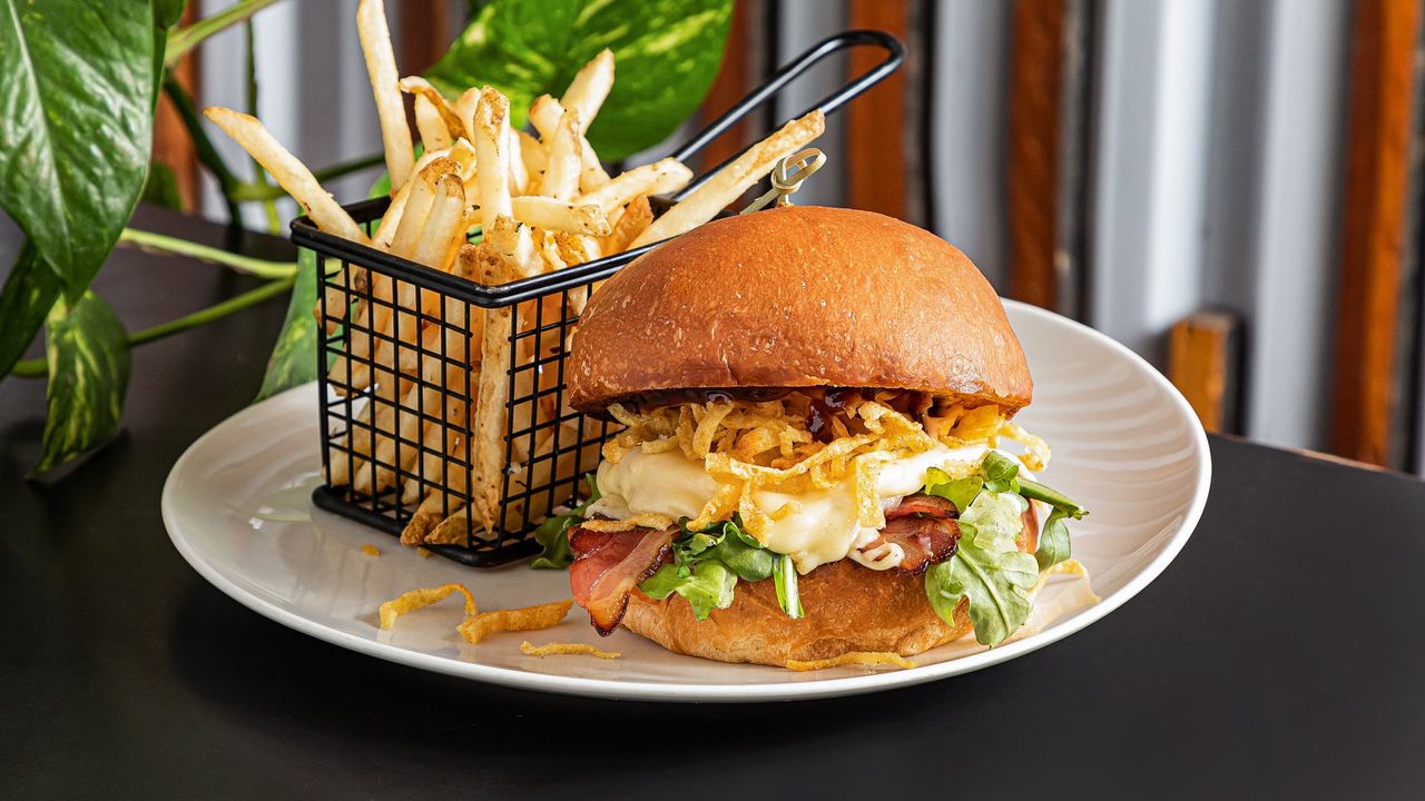 The Ritual Blackstar Bacon Egg Burger with Fries