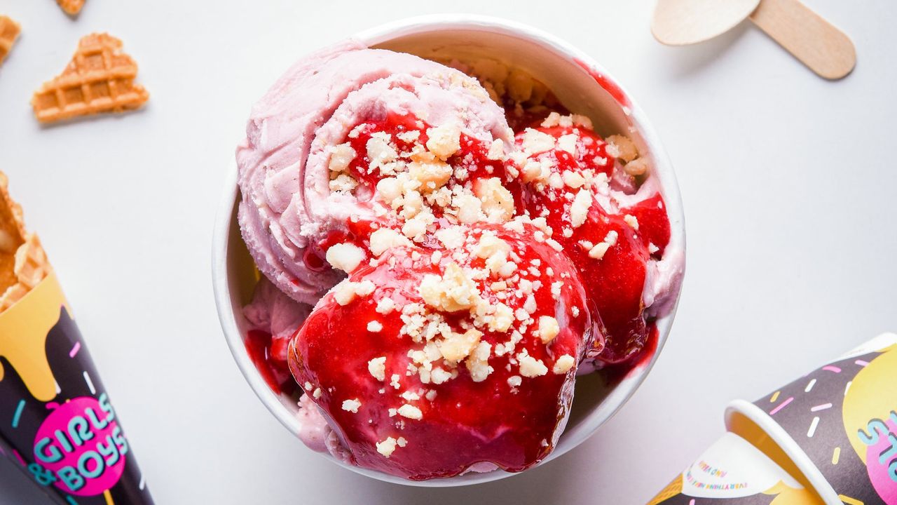Strawberry, Rose and Pistachio Gelato - 450ml (V,GF)