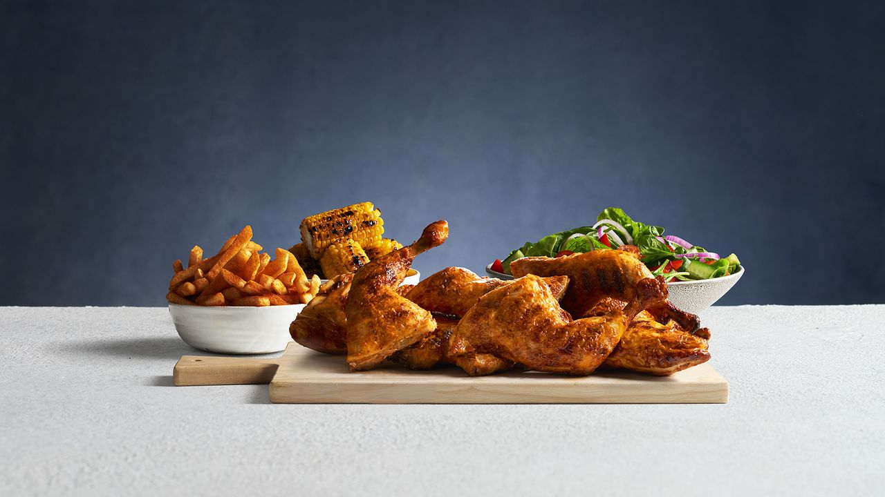 2 Whole Chickens with 3 Large Sides