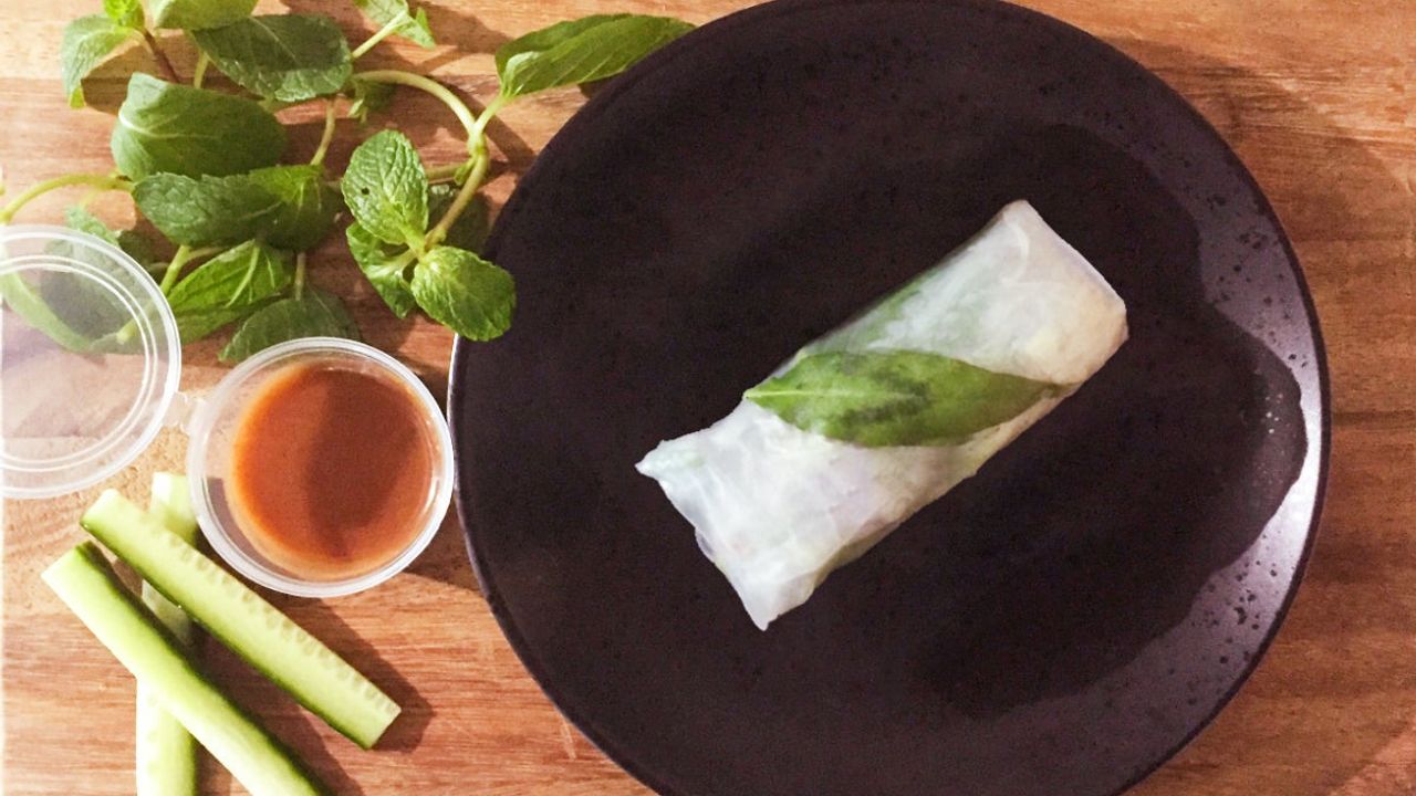 Plum and 5-Spice Duck Rice Paper Rolls