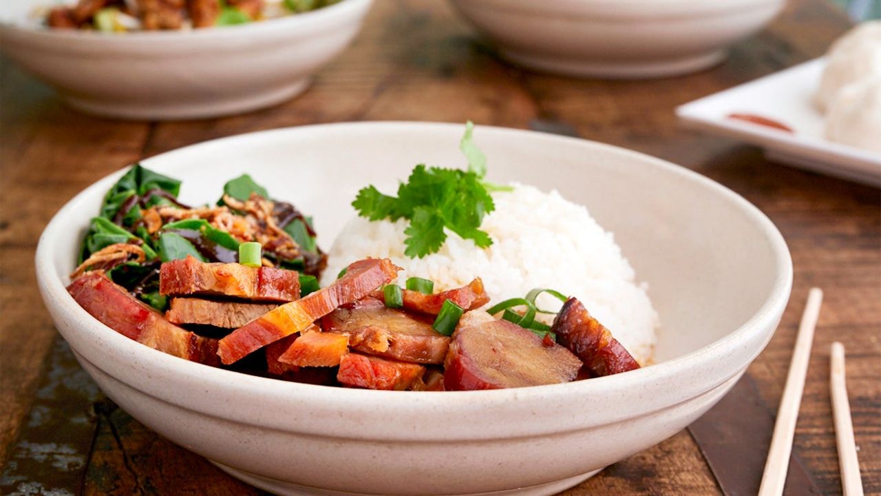 Char Siu BBQ Pork with Rice & Greens