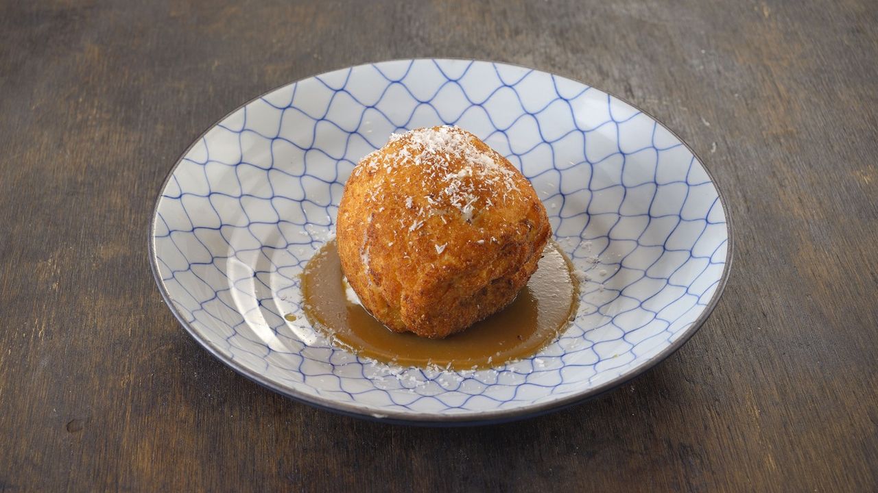 705 Deep Fried Ice Cream with Butterscotch Sauce