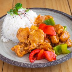Sweet and Sour Pork with Rice (Allium Free)