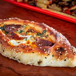 Turkish Sausage and Vegetables Pide